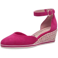 TAMARIS Keilpumps TAMARIS, Damen, Gr. 36, pink, Veloursleder, unifarben, casual, Schuhe, Schlupfschuh, Keilabsatz, Riemchensandale mit modischem Jute-Besatz