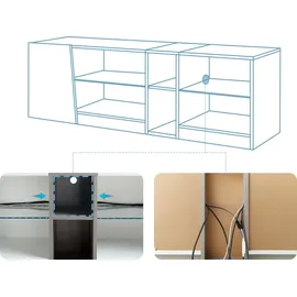 Mondeer TV-Lowboard TV-Schrank mit Led-beleuchtung 140cm breit Weiß und Grau - Weiß/Grau