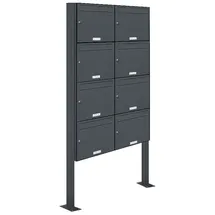 AL Briefkastensysteme 8er Premium Standbriefkasten RAL 7016 Anthrazitgrau inkl. Zeitungsfach