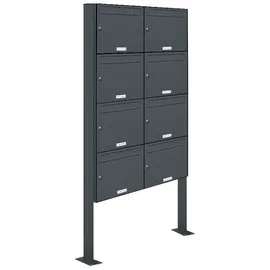 AL Briefkastensysteme 8er Premium Standbriefkasten RAL 7016 Anthrazitgrau inkl. Zeitungsfach