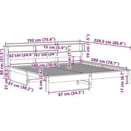 vidaXL Massivholzbett 180 x 200 cm Braun