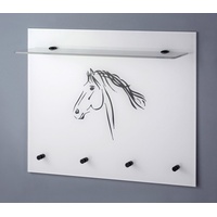 GGG MÖBEL Garderobenpaneel Pferd, aus Glas mit Ablage schwarz-weiß