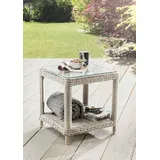 Destiny Beistelltisch MERANO 46x46x50cm, Polyrattan, weiß