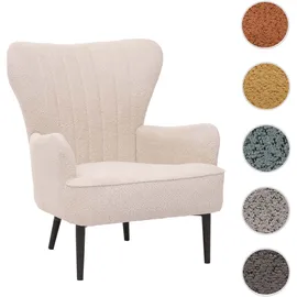 Mendler Lounge-Sessel HWC-K37 Chenille 75 x 80 x 75 cm creme-beige mit Kissen