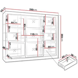 Mirjan24 Schwebetürenschrank Norlio 250 x 203 x 65 cm Schwarz