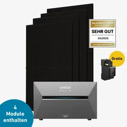 Max 2000 bifazial Pro mit Anker SOLIX Solarbank 3 E2700 Pro und Halterung Fassade 90 Grad