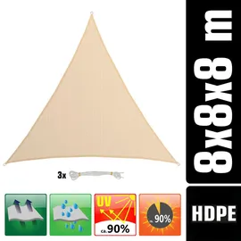 AMANKA UV Sonnensegel Wasserdurchlässig 8x8x8 Dreieckig - Sonnenschutz Garten Terrasse