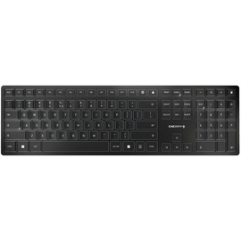 Cherry KW 9100 SLIM - Tastatur - kabellos - 2,4 GHz Funk, Flache Tasten, Wiederaufladbar, Schwarz-Grau