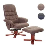 MCW Relaxsessel MCW-E30, Fernsehsessel Liegesessel TV-Sessel mit Hocker Wildlederimitat braun
