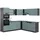Vicco Winkelküche R-Line L-Form 247 cm Blau-Grau/Anthrazit