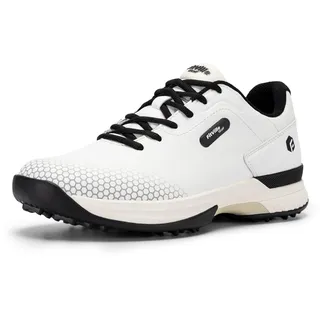 FitVille Extra Breit Golfschuhe für Herren wasserdicht Men's Golf Shoes Atmungsaktiv Trainingsschuh für Golf Weiß Schwarz 45 EU Weit - 45 EU Weit