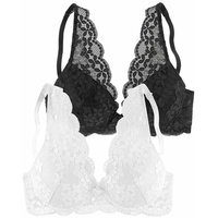 PETITE FLEUR Push-up-BH Damen weiß+schwarz Gr.80B