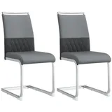 Flieks Freischwinger (Set, 2 St), 2er Set Esszimmerstuhl Polsterstühle Kunstleder und Leinen grau