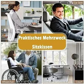 luxuskollektion Auto Sitzkissen Memory Foam 1 Stück 40 x 40 cm Grau