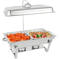 NaMaSyo Chafing Dish Speisewärmer Profi Set Edelstahl Warmhaltebehälter 9L Buffet-Set Wärmebehälter Buffetwärmer für Catering Buffet und Party mit Cover (2)