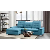 werk2 Ecksofa Carmen, Sofa, Eckcouch mit Schlaffunktion, Bettkasten und Sitztiefenverstellung, blau