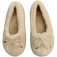 Lammfell Hausschuhe Herren Weihnachts Pantoffeln [Warmes Upgrade] Warme Hausschuhe für Damen, weich und bequem, wärmen Ihre Füße im Winter. Herrenhausschuhe Hausschuhe mit Fussbett Damen (Beige, 39) - 39 EU