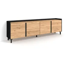 SKRAUT HOME Lowboard 207x61 cm Eiche Schwarz Holzwerkstoff
