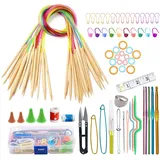 Gotetiso Rundstricknadeln Bambus 18 Stück Knitting Set Stricknadel Set Stricknadeln Bambus Set Rundstricknadel Bambus Rundstricknadel Set Stricknadeln Rundstricknadel mit Stichmarkierungen