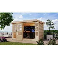 Gartenhaus KARIBU "Langesee 5", beige (naturbelassen), ohne Fußboden, ohne Dacheindeckung, Holz, Gartenhäuser, aus hochwertiger nordischer Fichte mit wasserabweisender Profilierung