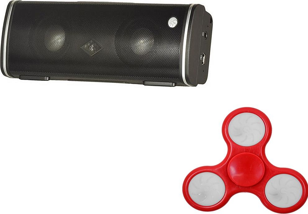Albrecht Paket Albrecht MAX-treme Bluetooth-Lautsprecher und Spinner PNI Speedy Red LED Geschenk (12 h, Stromversorgung über USB), Bluetooth Lautsprecher, Schwarz