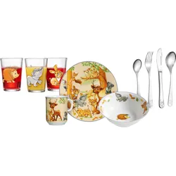 Kindergeschirr-Set RITZENHOFF & BREKER "Waldtiere", bunt, 10 tlg., Porzellan, Edelstahl, Glas, Geschirr-Sets, mit Besteck und Trinkgläsern