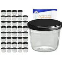 Mambocat 40er Set Sturzglas 230 ml mit schwarzem Deckel