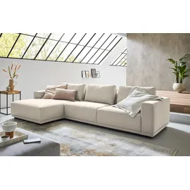 Musterring Ecksofa MUSTERRING "JustB PM200, Holzrahmen in schwarz, wahlw. Sitzvorzug, Breite 316cm", beige (nature), B:316cm H:78cm T:166cm, 94% Polyester, 6% Nylon, Sofas, Ecksofa, Anreihsofa rechts & Longchair links, mit Armlehnen, inkl. Rückenkissen