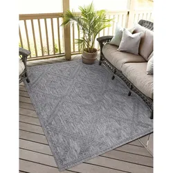 Teppich »In-& Outdoorteppich Santorini 454, 3D-Effekt, Raute-Optik«, rechteckig, 5 mm Höhe, Wetterfest & UV-beständig für Terrasse, Balkon, Küche, Flur, 63486825-0 anthrazit 5 mm