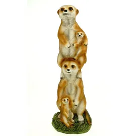 Kremers Schatzkiste Erdmännchenfamilie Figur Gartenfigur 36cm Meercat Tierfigur