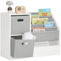 SoBuy Kinderregal mit Boxen Aufbewahrungsregal Weiß Grau, Holzwerkstoff, 80x61x30 cm, Kinder- - Jugendzimmer, Kindermöbel, Kinderregale
