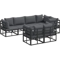 VidaXL Garten-Sofa-Set mit Kissen 7 pcs Schwarz Aluminium