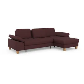 sit&more Ecksofa SIT & MORE "Westham L-Form", lila (chianti), B:275cm H:88cm T:172cm, 90% Polyester 10% Polyamid, Sofas, Ecksofa, mit Recamiere, mit oder ohne Bettfunktion, Bettkasten, Füße Eiche