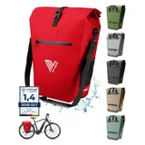 MIVELO 2in1 Fahrradtasche für Gepäckträger wasserdicht 25L) "CAPAX" - Rot - Bestseller,oft gekauft