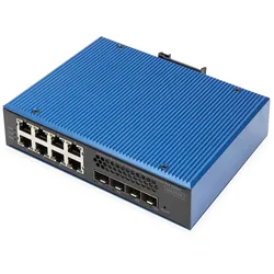 DIGITUS Industrieller 8+4 10G Uplink Port L3 managed Gigabit Ethernet PoE Switch