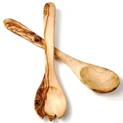 Salatbesteck aus Olivenholz klassisch 25 cm