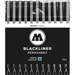 MOLOTOW BLACKLINER Complete Fineliner-Set schwarz, 11 St.