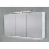 Intarbad Badezimmerspiegelschrank 140 cm mit LED Chrom Beleuchtung Doppelspiegeltüren Waschtisch