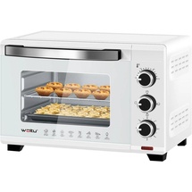 Woltu Mini Backofen 21 L, elektrischer Minibackofen, Miniofen, Pizzaofen, 1280 W, 100-230 °C, Timer 60 Min., Ober-/Unterhitze, Doppelverglasung, Weiß