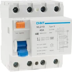 CHINT FI Fehlerstrom-Schutzschalter 23896, 30mA, 40 A, 4-polig, Allstromsensitiv