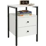 Relaxdays Nachtschrank 2 Schubladen 61 x 40 x 40 cm Weiß/Schwarz