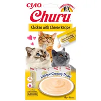 INABA Churu Huhn und Käse Katzenleckerli mit Käsegeschmack 4x14g