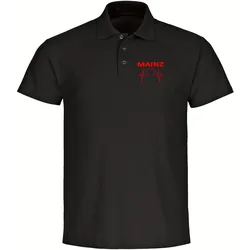 multifanshop Poloshirt - Mainz - Herzschlag - Druck rot - Polo