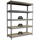 Proregal Schwerlastregal EXTREM WOOD YETI Five HxBxT 300x120x60cm | Fachlast 400kg | Grau