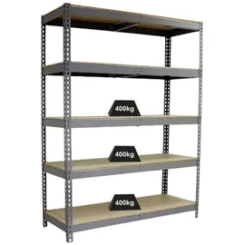 Proregal Schwerlastregal EXTREM WOOD YETI Five HxBxT 300x120x60cm | Fachlast 400kg | Grau