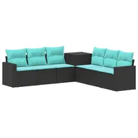 vidaXL Sofa Set 7 Pcs Polyrattan und Stahl blau/schwarz