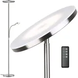 Anten Deckenfluter mit Leselampe Nickel matt | 35W Dimmbare Led Stehlampe mit Fernbedienung | Stehlampe Leselampe 4 Lichtfarbe, Helligkeit stufenlos einstellbar, Helle Stehlampen für Wohnzimmer Büro