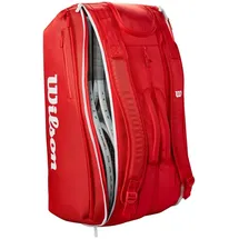Wilson Super Tour Red Tennisschlägertasche – Rot/Weiß, für bis zu 15 Schläger