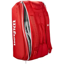 Wilson Super Tour Red Tennisschlägertasche – Rot/Weiß, für bis zu 15 Schläger
