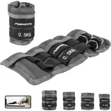MSPORTS Gewichtsmanschetten Professional -einstellbar- Paar von 0,5-3 kg Fuß- und Hand-Gewichte inkl. Übungsposter + Work Out App GRATIS (0,5 kg - Paar)